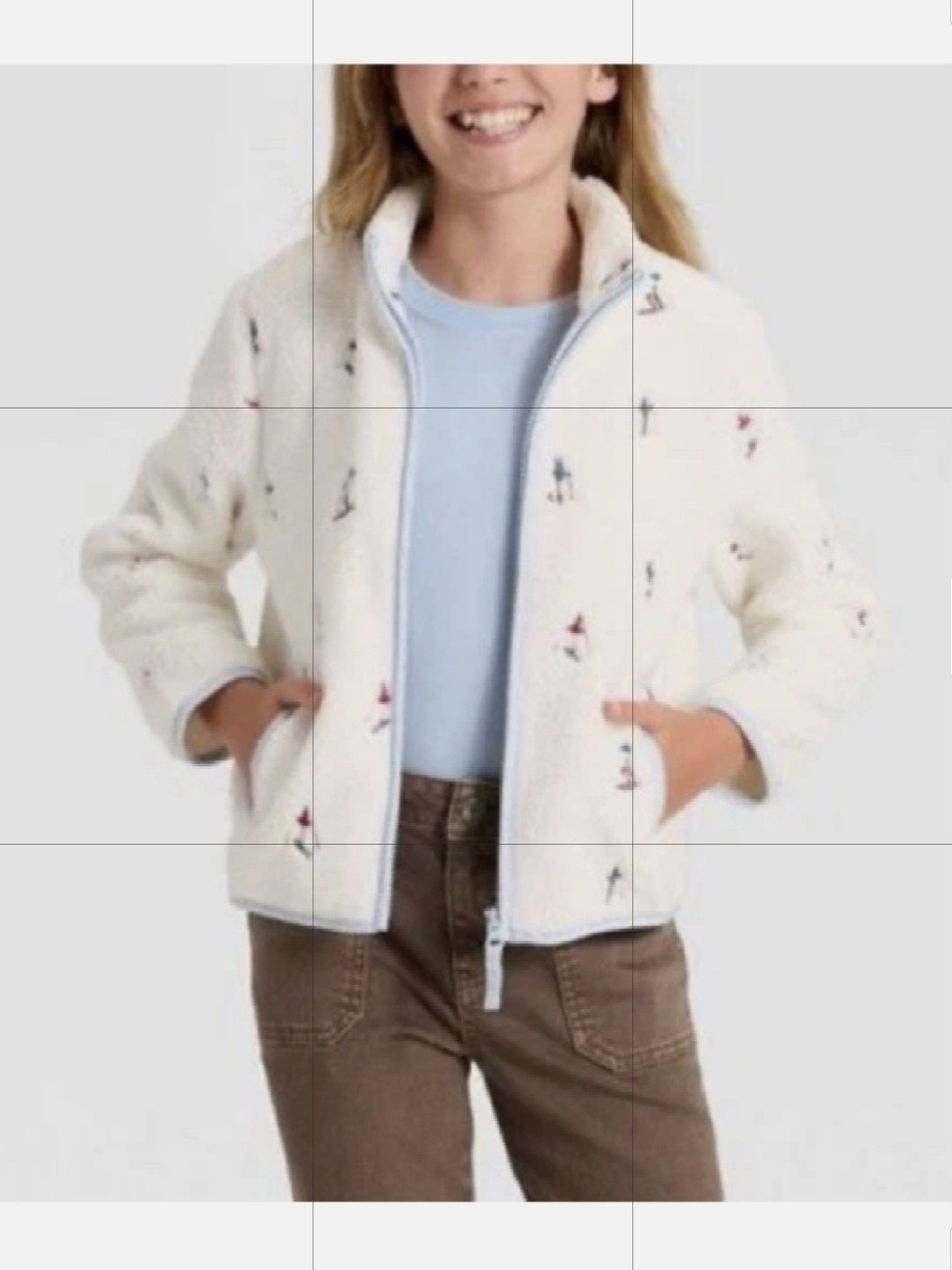 Cat and Jack Unisex Faux Shearling Zip Up Jacket Size S 6-7